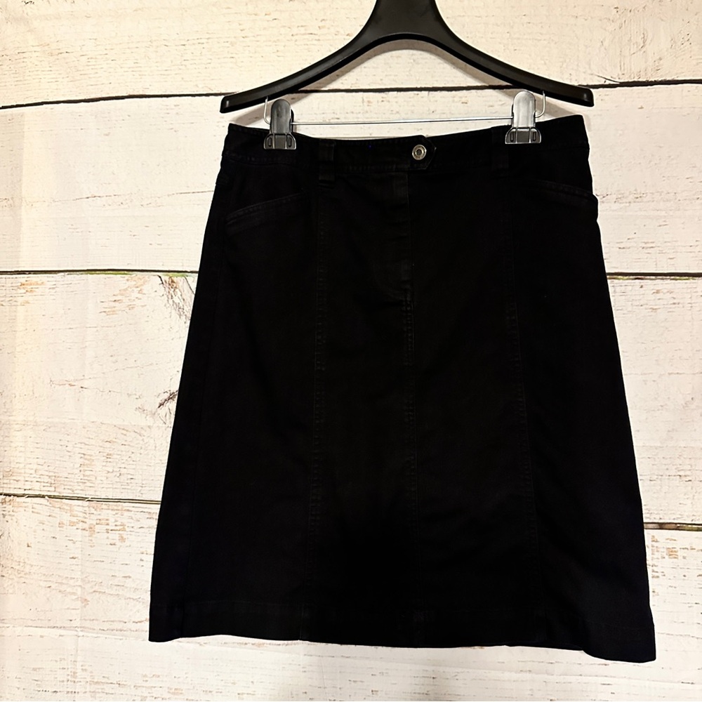 TALBOTS STRETCH Denim A-Line Skirt, Dark Black, Size 12